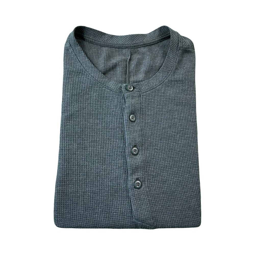Lululemon Blue Henley L/S Waffle Knit Thermal Size Medium